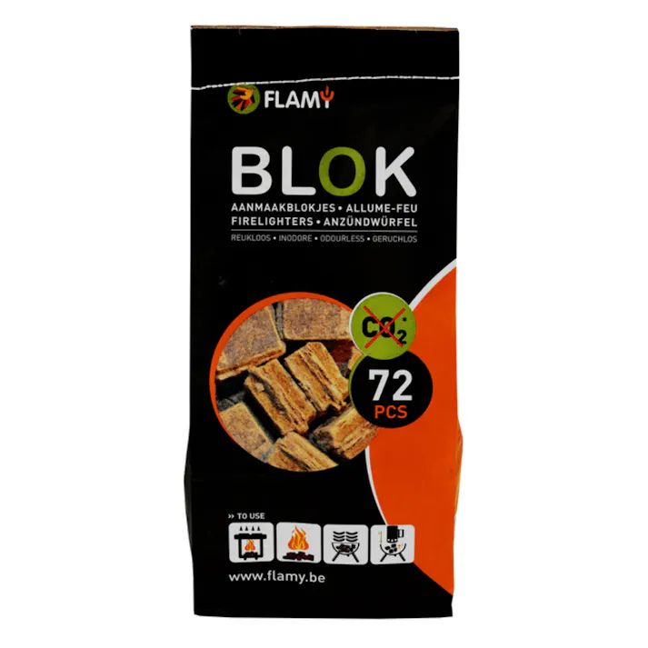 FLAMYBLOK 天然素材で安心着火剤 72個入り
