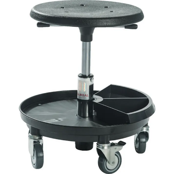 【CAINZ-DASH】Global Stole社 SIGMA 400P 工具トレー付作業チェア 樹脂製ベース 座高37~50cm 2030013000【別送品】