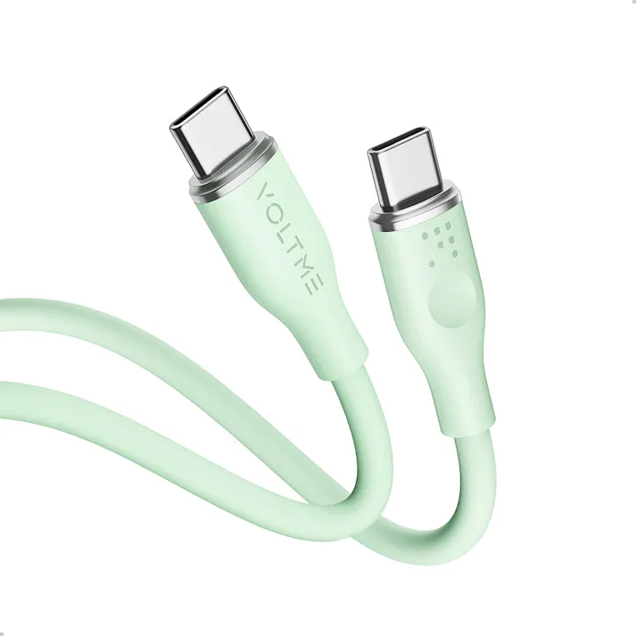 VOLTME モスシリーズ 3A・60W データ転送 充電 シリコンケーブル USB-C&USB-C 1m グリーン C2133