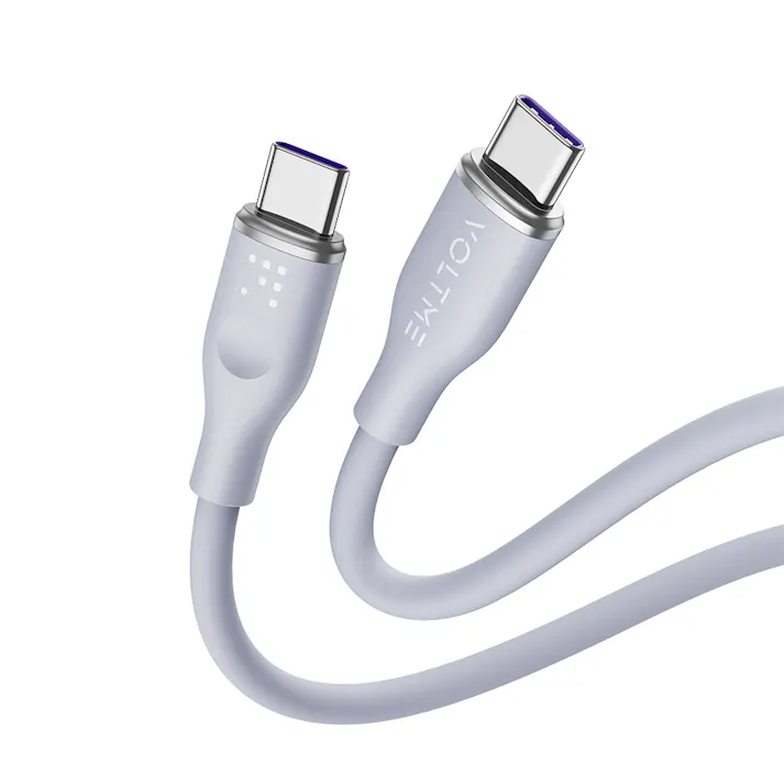VOLTME モスシリーズ 5A・100W データ転送 充電 シリコンケーブル USB-C&USB-C 1m グレー C2144