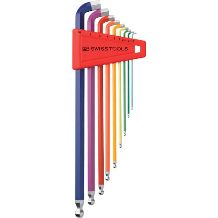 【CAINZ-DASH】PBスイスツールズ社 2212LH-10RB ショートヘッド六角9本セット(レインボー)(パックナシ) 2212LH-10RB【別送品】
