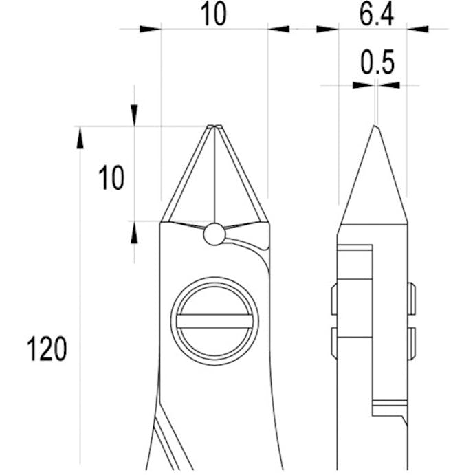 【CAINZ-DASH】ｉｄｅａｌｔｅｋ社 ＥＳＤ精密ニッパ　先細形　フラッシュ刃　１２０ｍｍ ES5341-CR-BG-IT【別送品】