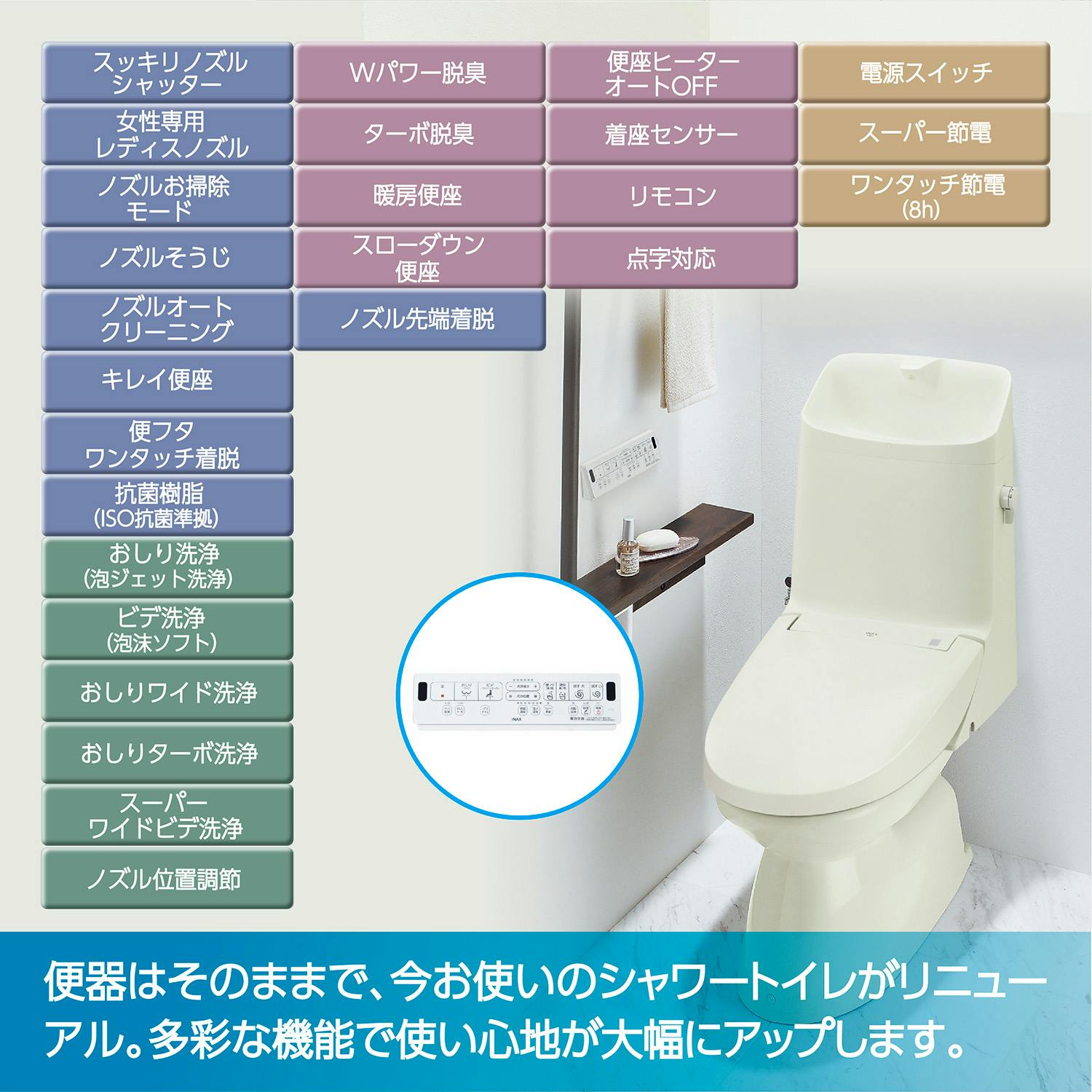 INAX リフレッシュシャワートイレタンク付寒冷地水抜 オフホワイト DWT