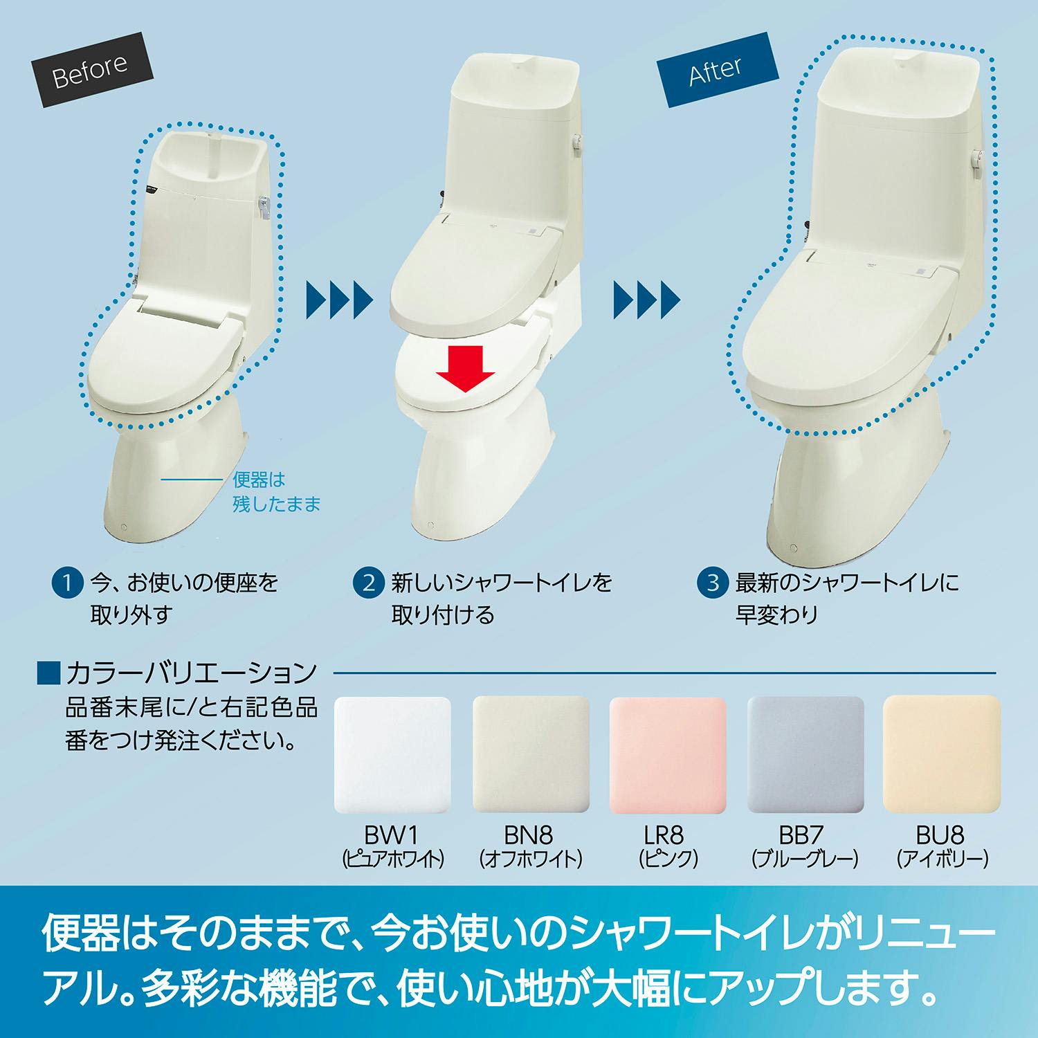 INAX リフレッシュシャワートイレタンク付寒冷地水抜 オフホワイト DWT