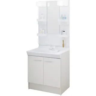 洗面化粧台 V1シリーズ 幅75cm 扉タイプ 2ハンドル混合水栓 一般地 1面鏡くもり止め付セット ホワイト V1N1-750/VP1H+MD7X3-751YFJU【別送品】