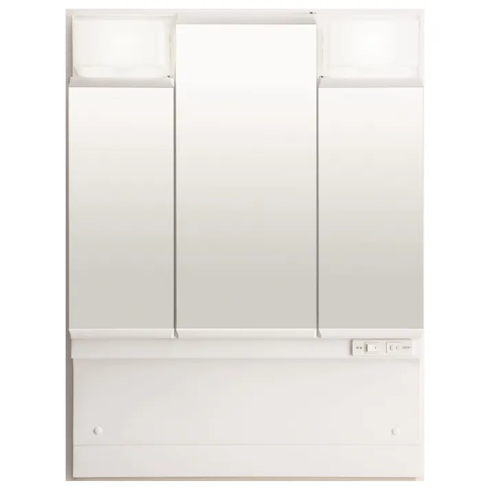 洗面化粧台 V1シリーズ 幅75cm 扉タイプ シングルレバー洗髪シャワー水栓 一般地 3面鏡くもり止め付セット クリエペール V1N1-755SY/LP2H+MD7X3-753TYJU【別送品】