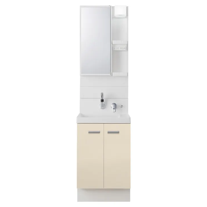 洗面化粧台 K1シリーズ 幅50cm 扉タイプ 一般地 1面鏡セット ライトベージュ K1N5-505SY/HV2H+MK1X4-501TXJU【別送品】