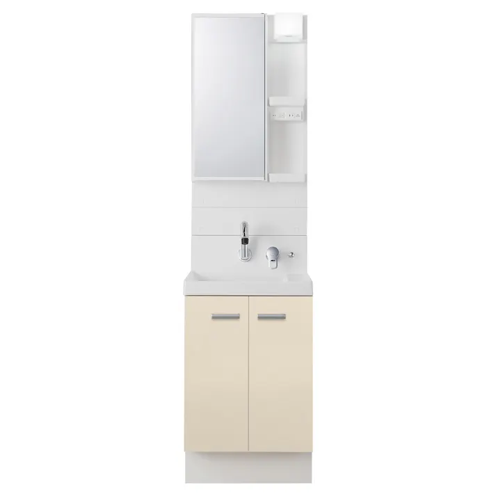 洗面化粧台 K1シリーズ 幅50cm 扉タイプ 一般地 1面鏡セット ライトベージュ K1N5-505SY/HV2H+MK1X4-501TYJU【別送品】