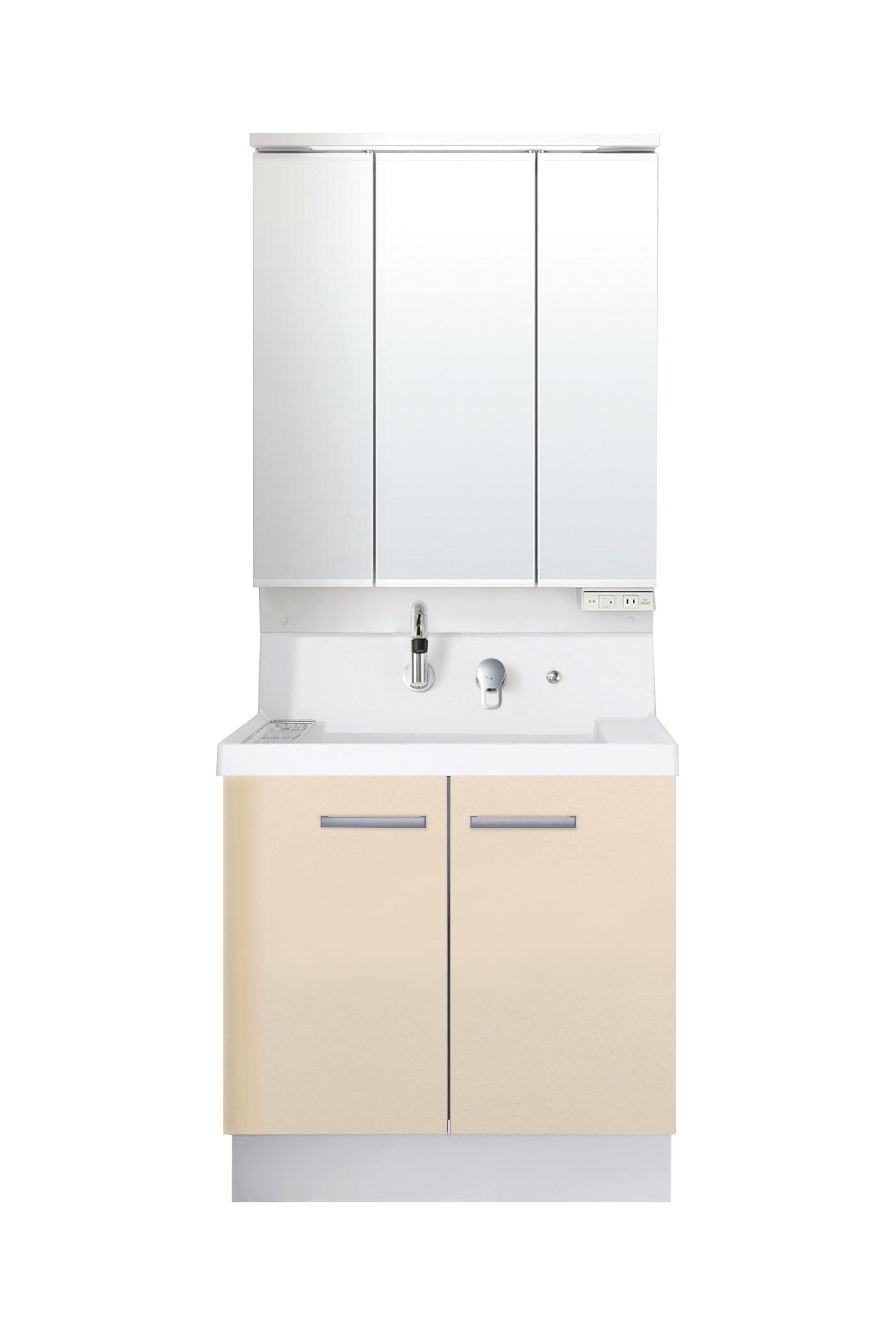 洗面化粧台 K1シリーズ 幅75cm 扉タイプ 一般地 スリムLED3面鏡セット