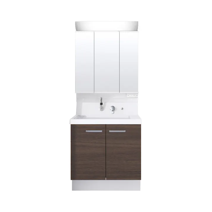 洗面化粧台 K1シリーズ 幅75cm 扉タイプ 一般地 3面鏡セット クリエダーク K1N5-755SY/LD2H+MK1X4-753TXSU【別送品】