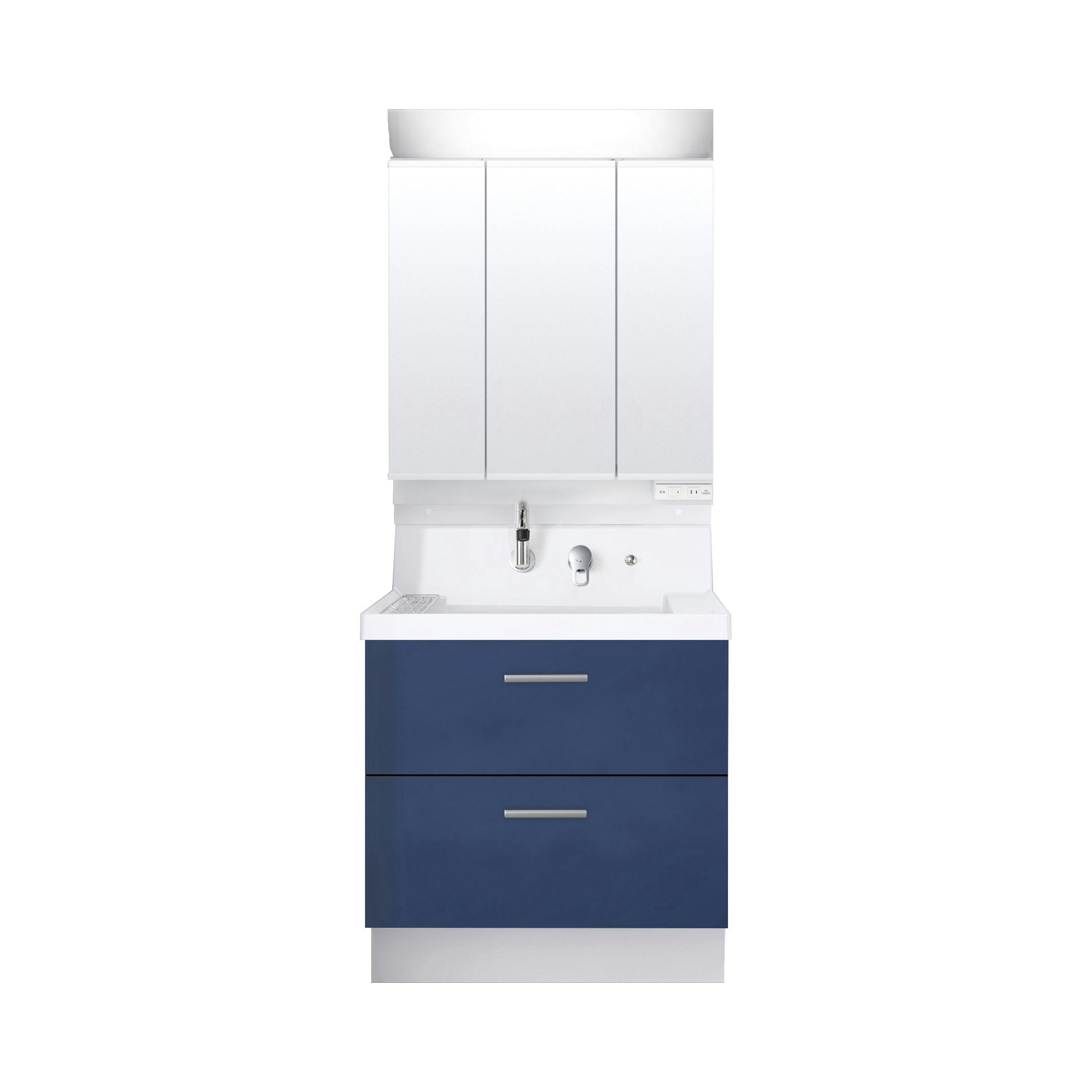 洗面化粧台 K1シリーズ 幅75cm フルスライドタイプ 一般地 3面鏡セット アーバンブルー K1FH5-755SY/B12H+MK1X4-753TXSU【別送品】