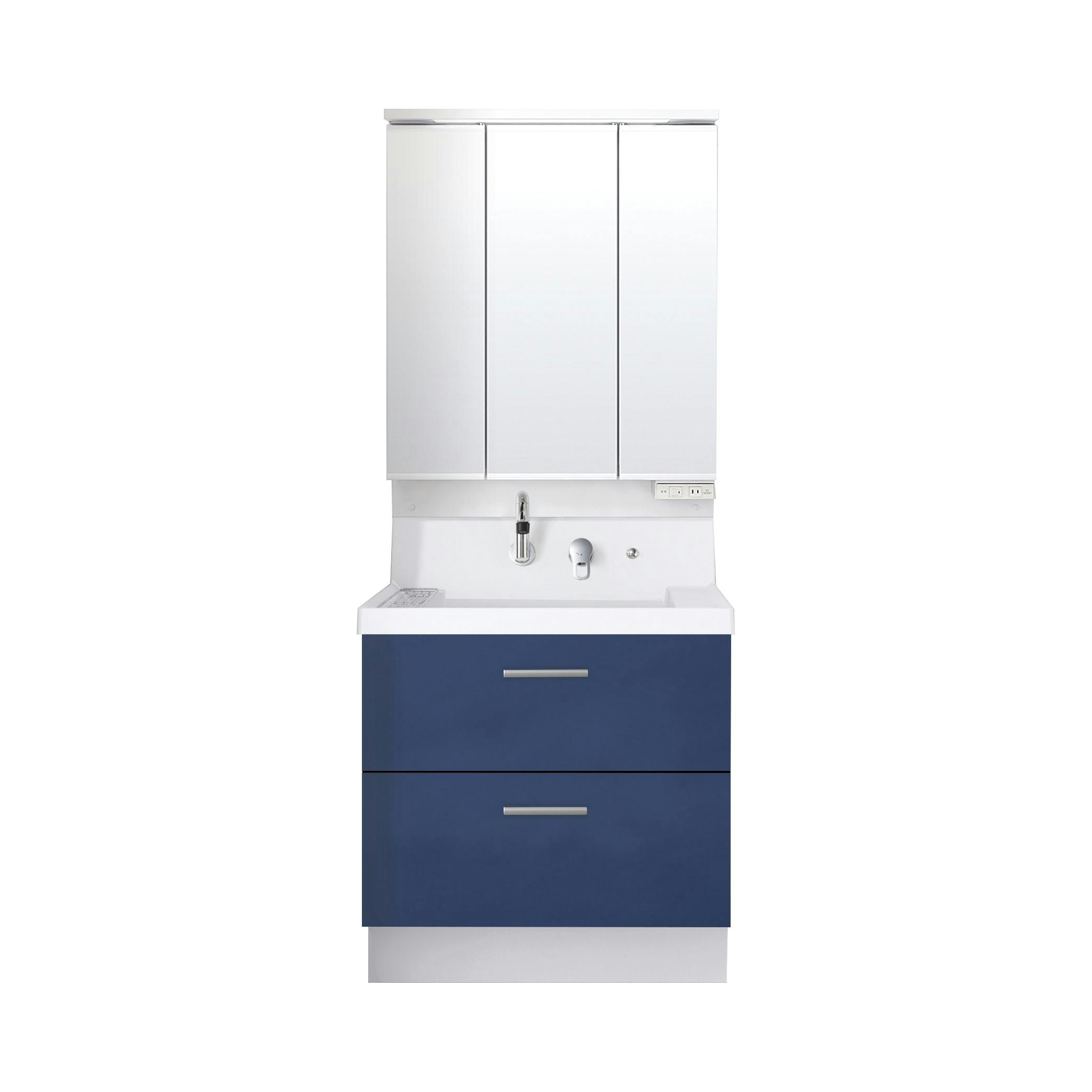 洗面化粧台 K1シリーズ 幅75cm フルスライドタイプ 寒冷地 スリムLED3面鏡セット アーバンブルー K1FH5-755SYN/B12H+MK1X4-753TXJU【別送品】