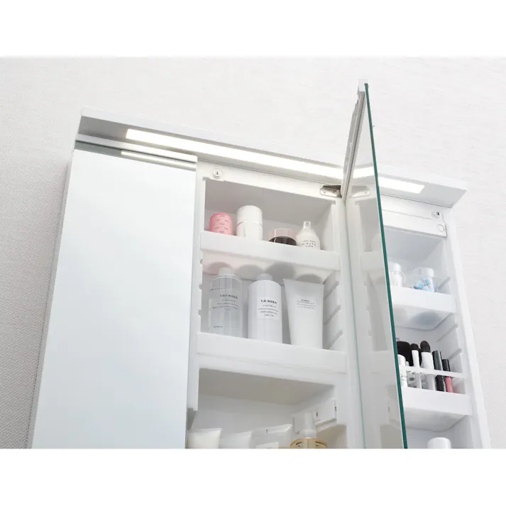 洗面化粧台 K1シリーズ 幅75cm フルスライドタイプ 寒冷地 スリムLED3面鏡セット グロスホワイト K1FH5-755SYN/YS2H+MK1X4-753TXJU【別送品】