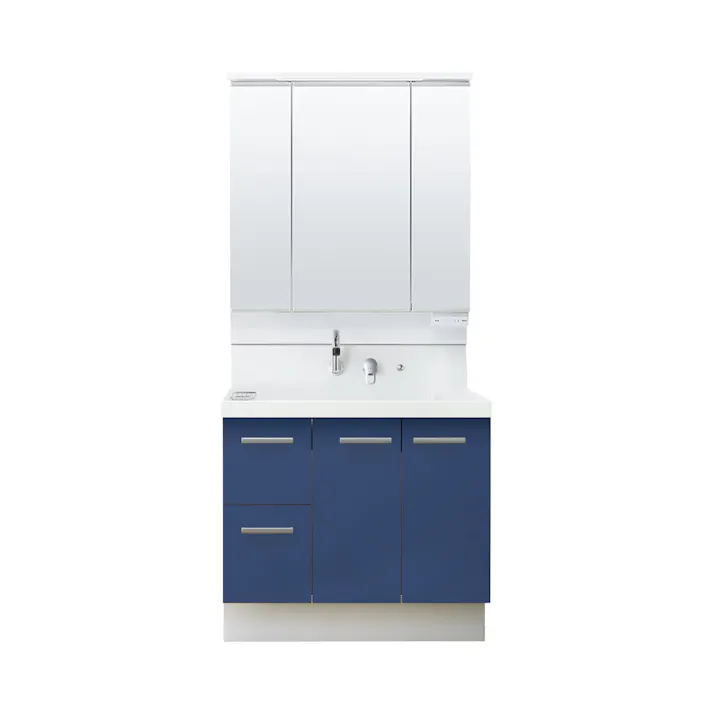 洗面化粧台 K1シリーズ 幅90cm 片引出タイプ 一般地 スリムLED3面鏡セット アーバンブルー K1H5-905SY/B12H+MK1X4-903TXJU【別送品】