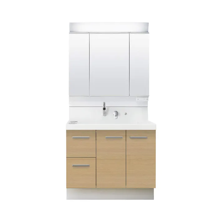 洗面化粧台 K1シリーズ 幅90cm 片引出タイプ 一般地 3面鏡セット クリエペール K1H5-905SY/LP2H+MK1X4-903TXSU【別送品】