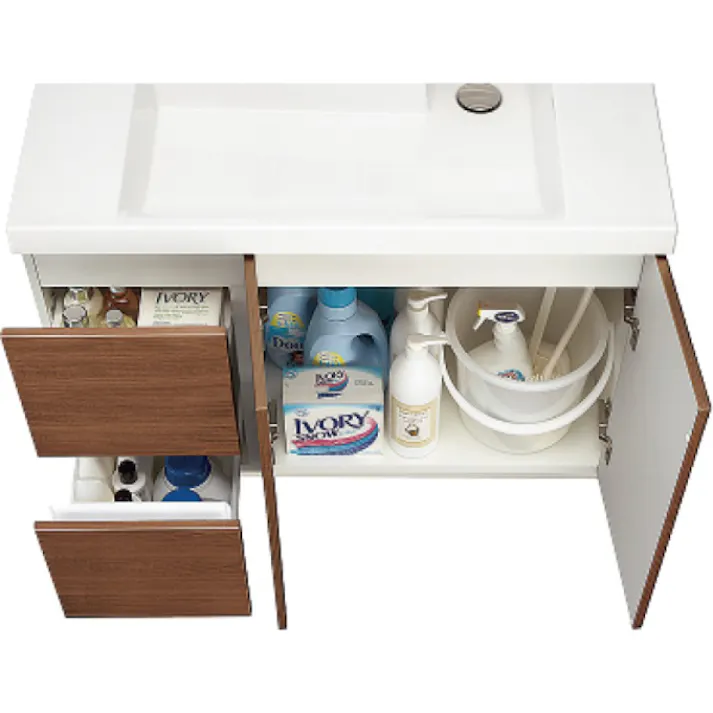 洗面化粧台 K1シリーズ 幅90cm 片引出タイプ 一般地 3面鏡セット クリエペール K1H5-905SY/LP2H+MK1X4-903TXSU【別送品】