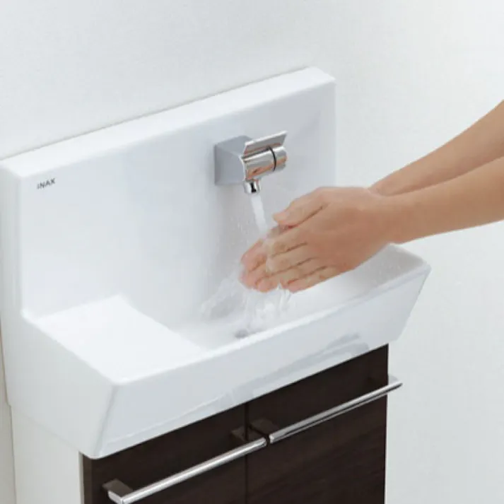 LIXIL トイレ手洗器 コフレル スリム壁付タイプ ハンドル水栓(単水栓) クリエダーク(手洗器:ピュアホワイト) 壁給水・床排水 YL-DA82SCHA/LDW【別送品】