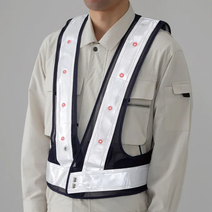ユニット UNIT LED反射ベスト(紺/白)赤色LED 379-54A【別送品】