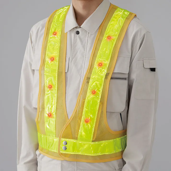 ユニット UNIT LED反射ベスト(黄/レモン)赤色LED 379-643【別送品】