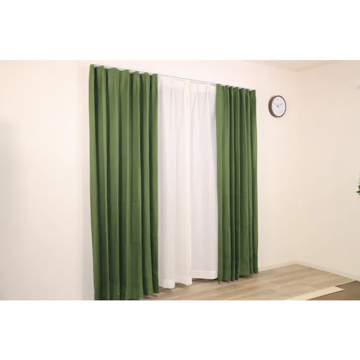 ハズコウ HA 防炎・遮光ドレープカーテン 巾100×丈135cm 2枚入 グリーン DC-001DGN02 HADC-001DGN02 【別送品】