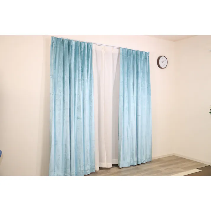 ハズコウ HA 遮光ドレープカーテン ベロア調 巾100×178cm 2枚入 ブルー DC-002BL03 HADC-002BL03 【別送品】