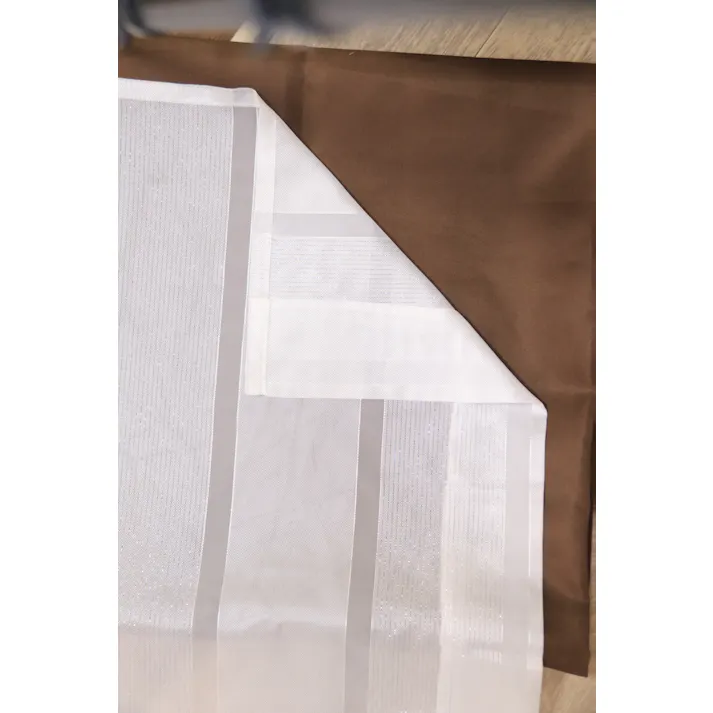 ハズコウ HA ラメ糸入 ボーダーレースカーテン 巾100×丈108cm 2枚入 LC-00101 HALC-00101 【別送品】