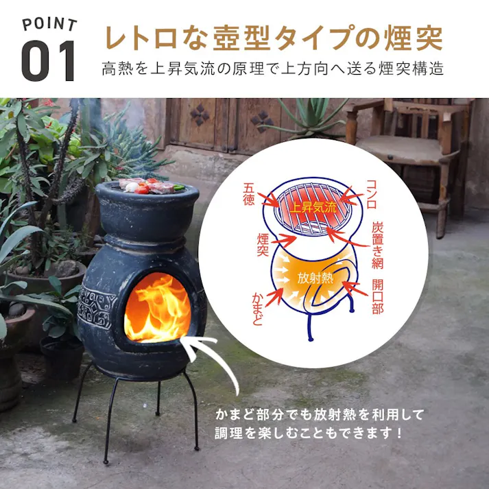 武田コーポレーション メキシコ製チムニー グレー 36×36×76 MCH8880R エクステリア ガーデンファニチャー 4545244616489【別送品】