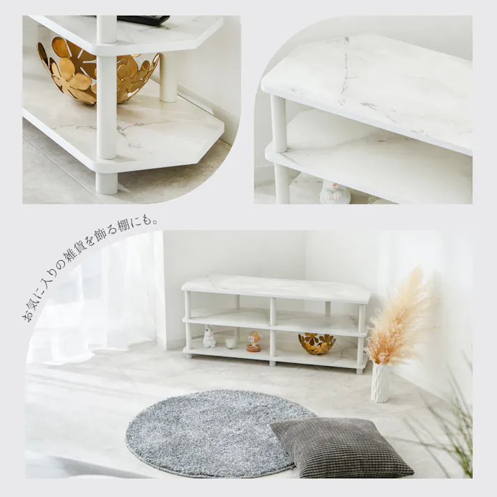 武田コーポレーション コーナーテレビ台大理石柄WH ホワイト 100×29×40.9 Y2-CTVD40WH 組立家具 テレビ台 4545244634193【別送品】