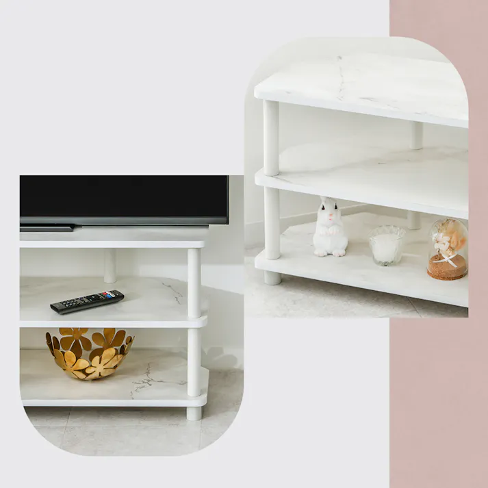 武田コーポレーション コーナーテレビ台大理石柄WH ホワイト 100×29×40.9 Y2-CTVD40WH 組立家具 テレビ台 4545244634193【別送品】