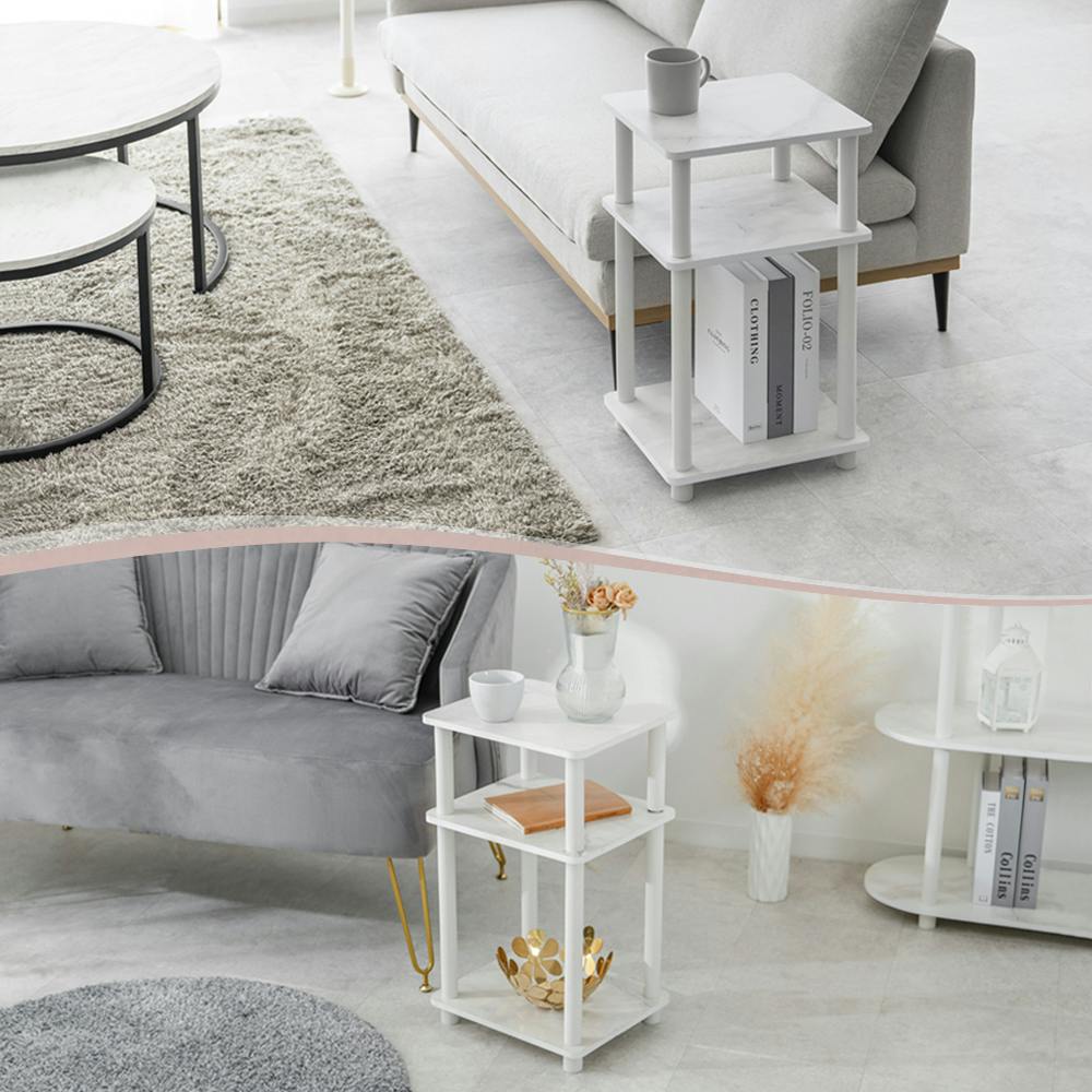 武田コーポレーション サイドテーブル大理石柄WH ホワイト 34×29×57.8