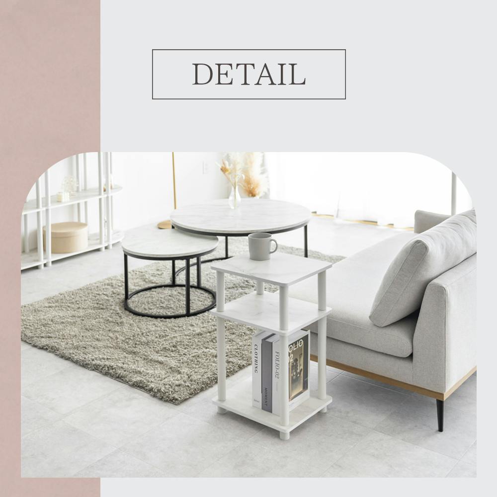 武田コーポレーション サイドテーブル大理石柄WH ホワイト 34×29×57.8