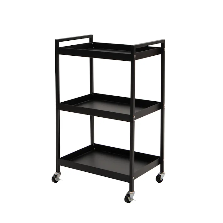 武田コーポレーション キャスター付きスチールワゴン ブラック 44.5×31.5×72.5 K3-CR30BK 台所・消耗品 水周り用品・収納 4545244663902【別送品】