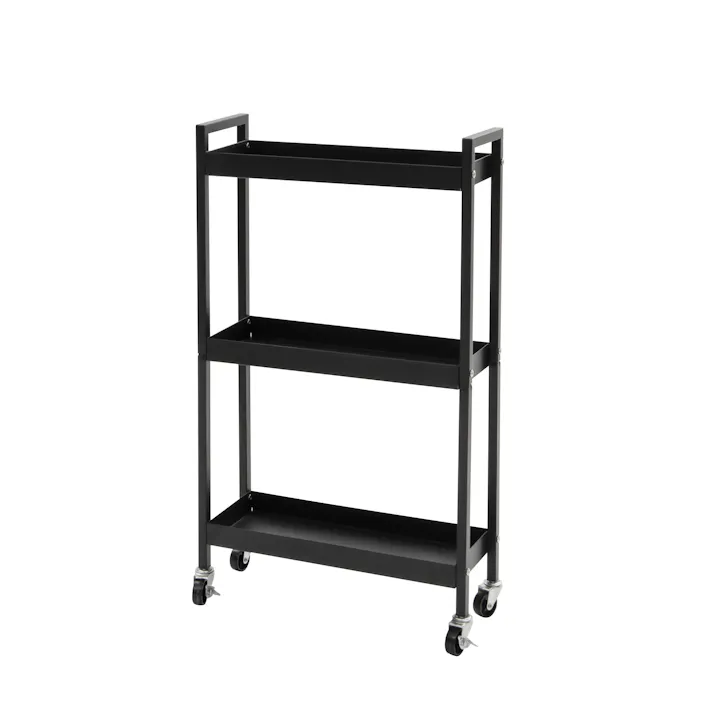 武田コーポレーション キャスター付きスチールワゴンスリム ブラック 44.5×16×72.5 K3-CRS15BK 台所・消耗品 水周り用品・収納 4545244663926【別送品】
