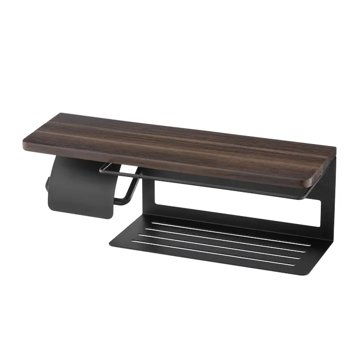 武田コーポレーション トイレットホルダー タオルハンガー付き ブラウン 42×13×14 木目調 小物置き ストック LN-H-TH42VBR 4545244672812【別送品】