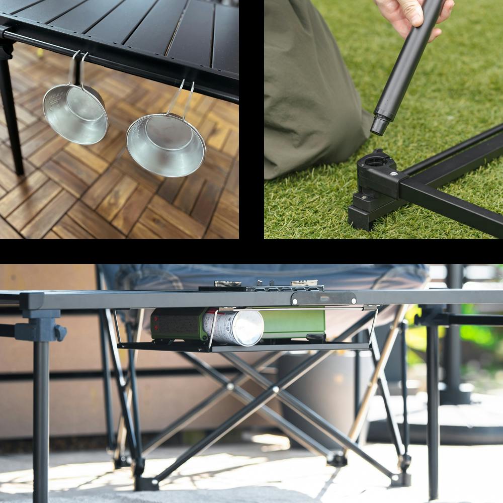 コンロが置けるマルチテーブル ブラック 119×42.5×44cm バーベキュー