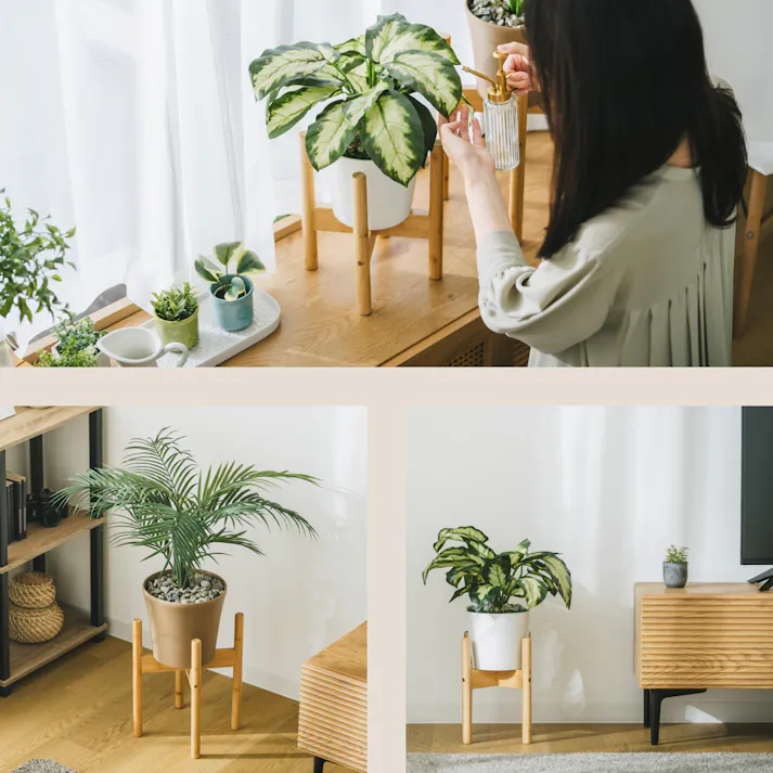 プランタースタンド 大 ナチュラル 22×22×35cm 観葉植物 収納 植木鉢 LN-E-PS30NA【別送品】