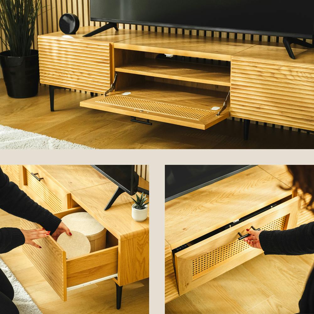 ラタン調テレビボード150 ナチュラル 150×40×40cm 家具 テレビ台