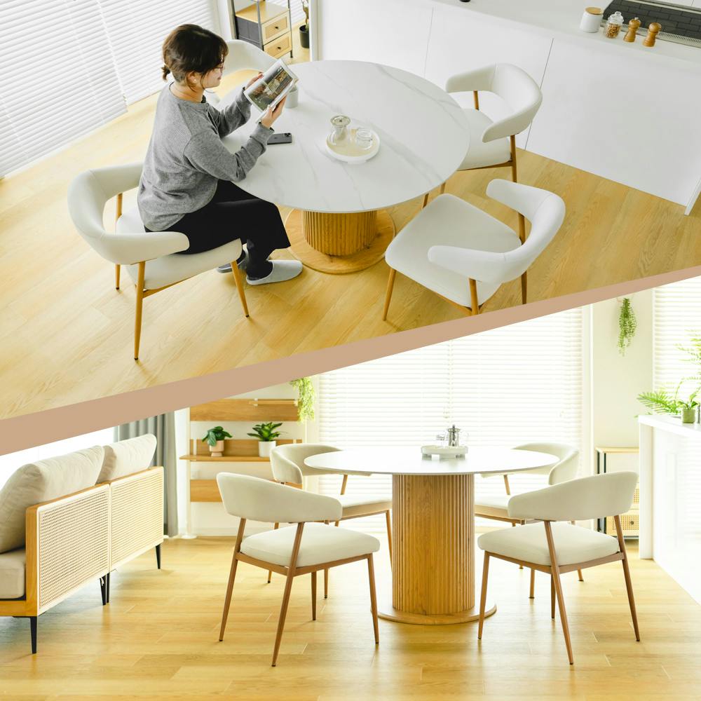 セラミックダイニングテーブル丸型NA ナチュラル 120×120×72cm