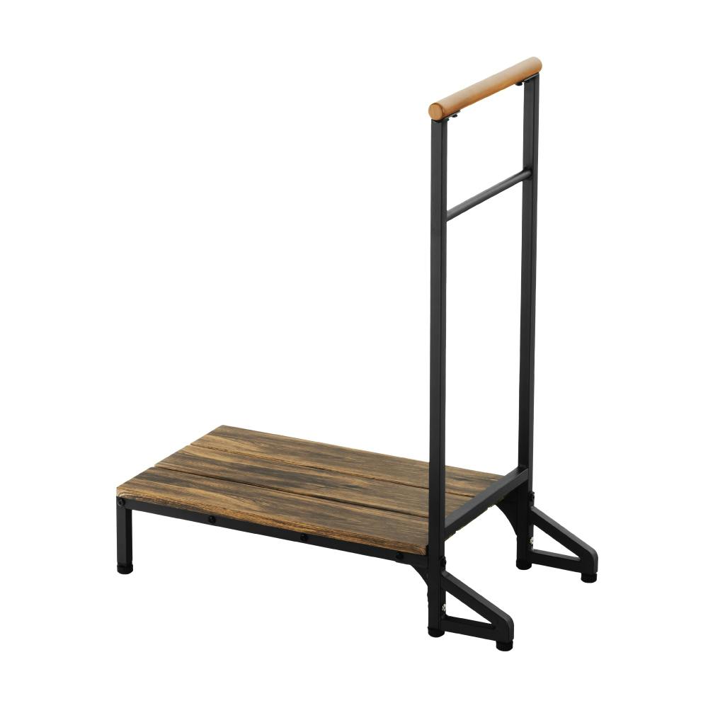 ヴィンテージ調 手すり付連結できるステップ台 ブラウン 73×36×88cm 玄関 介助 サポート T4-TSD73VBR【別送品】