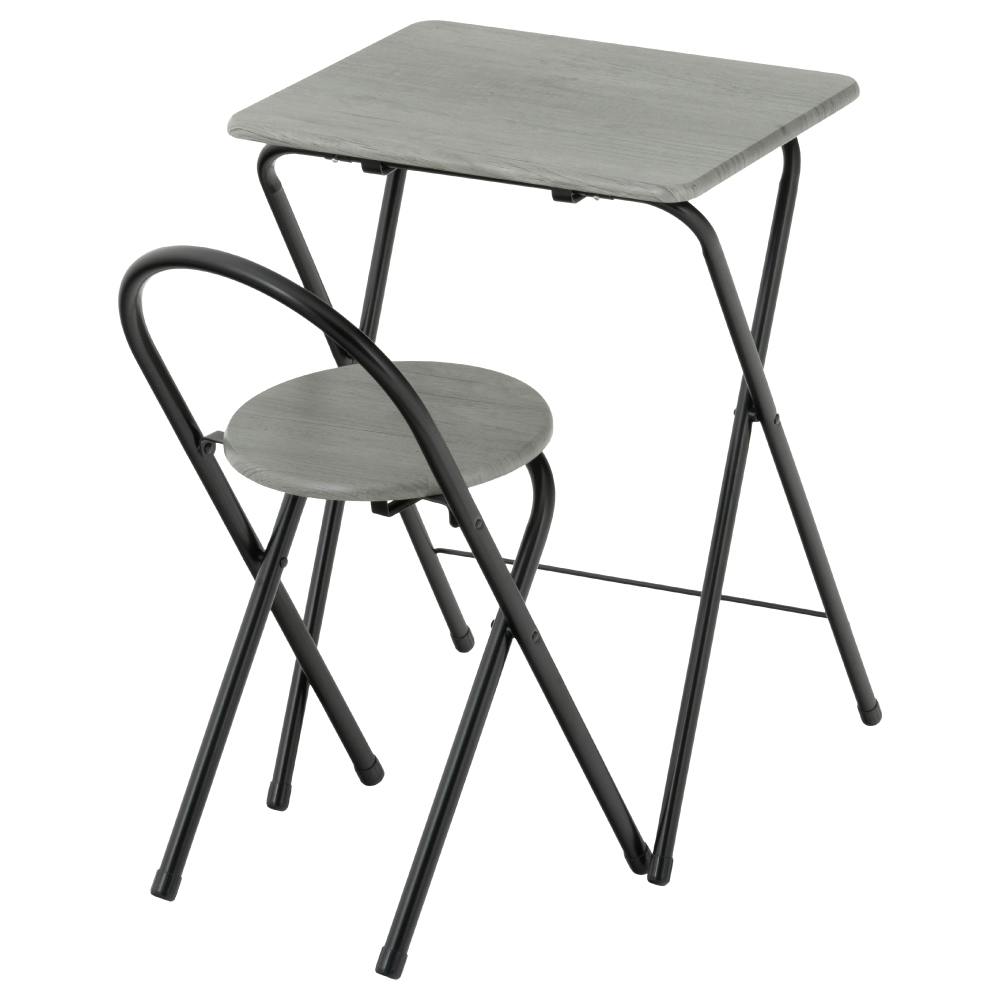 デスク＆チェアーセット DGY ダークグレー 48×46×69cm 勉強机 デスクワーク コンパクト収納 T-DC48DGY【別送品】
