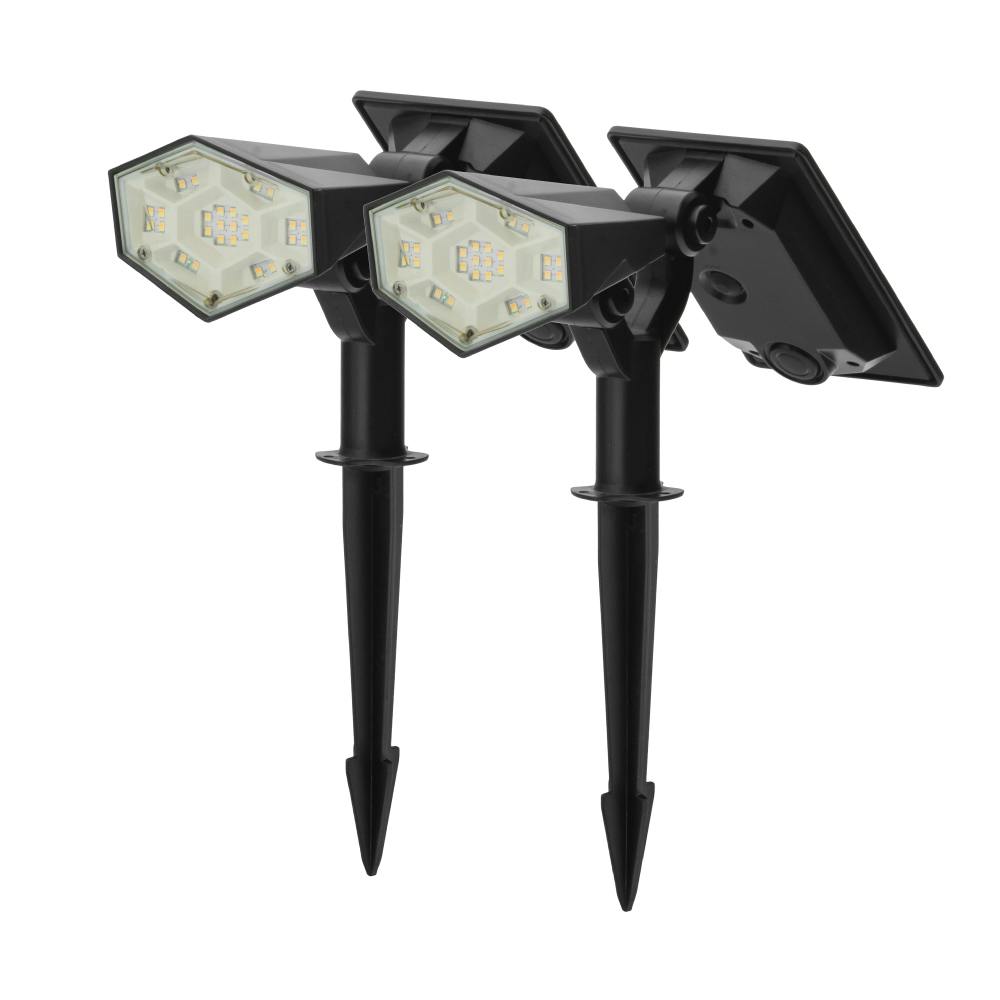 2WAYソーラースポットライト セブン2個セット ブラック 9×13×29cm 節電 お庭 コードレス LN-S-SP7【別送品】