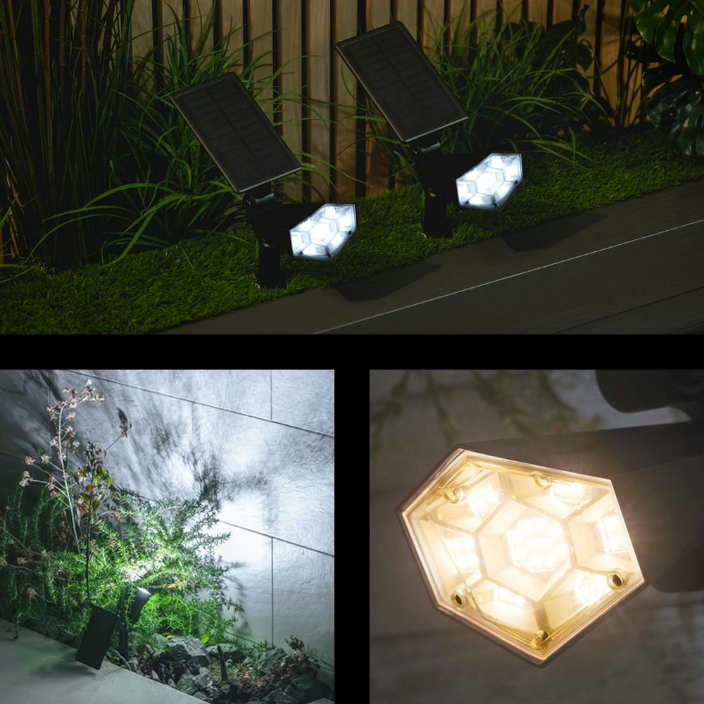 2WAYソーラースポットライト セブン2個セット ブラック 9×13×29cm 節電