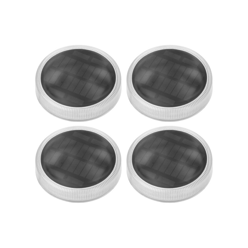 置き型ソーラーライト丸型 4個セット 11×11×2cm 防犯 お庭 コードレス LN-S-SLSQ11【別送品】