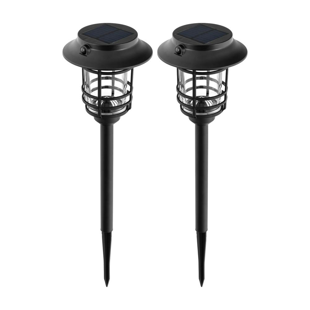 連動式センサーソーラーライト シャポー2P ブラック 16×16×57cm 防犯 お庭 コードレス LN-S-RDS16582P【別送品】