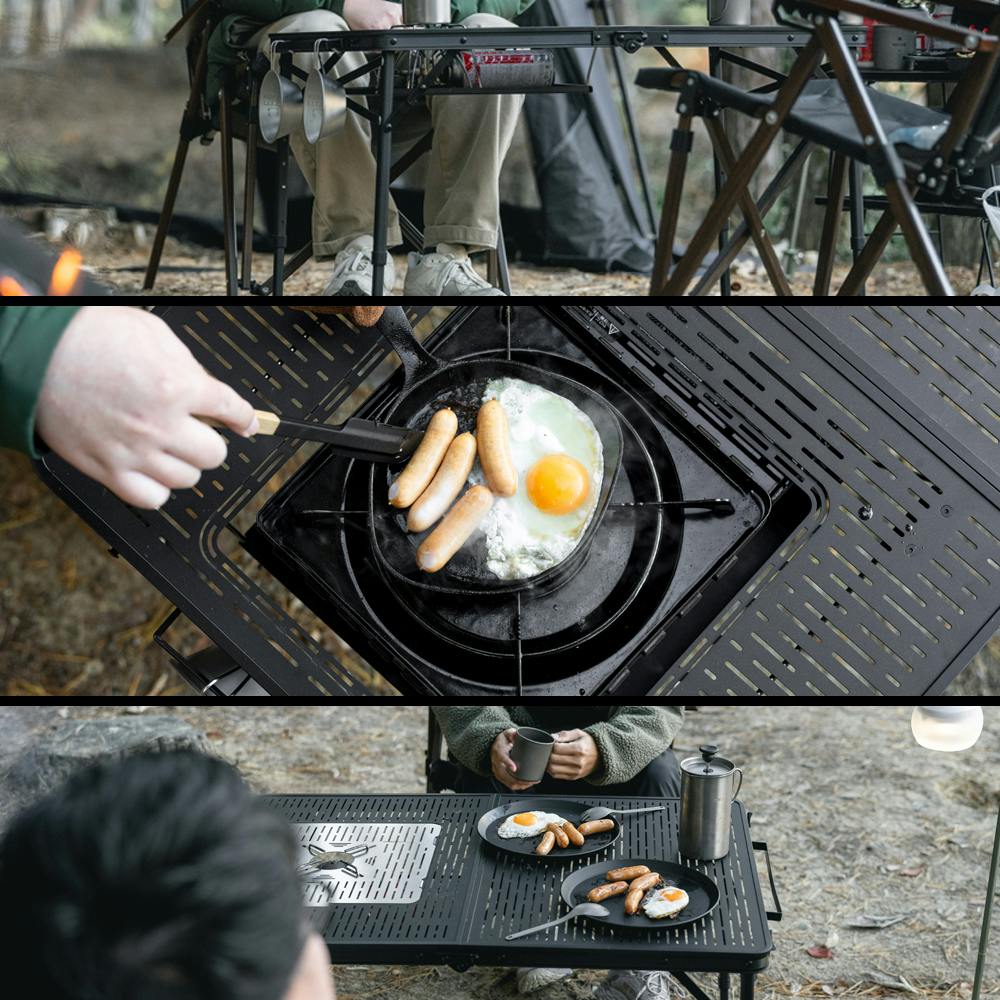 コンロが置けるマルチテーブルQT【※テーブルのみ】 ブラック 86×57