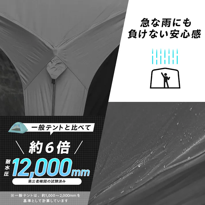 メッシュ付きワンタッチタープ ダークグレー 315×315×230 un+usual ブラックコーティング UVカット UN6-WT300DGY【別送品】