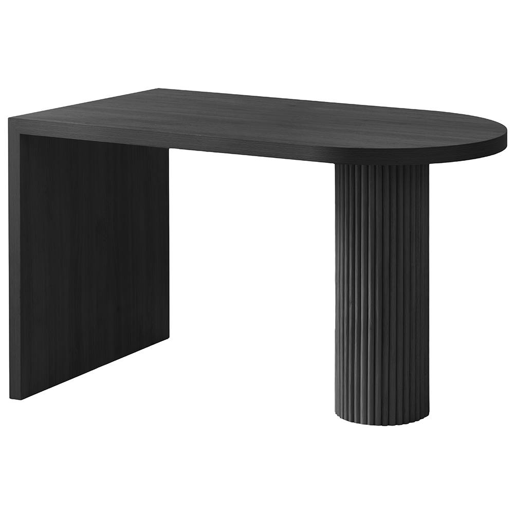 ダイニングテーブルマルコ120 ブラック 120×70×72cm 円柱脚 半楕円 壁
