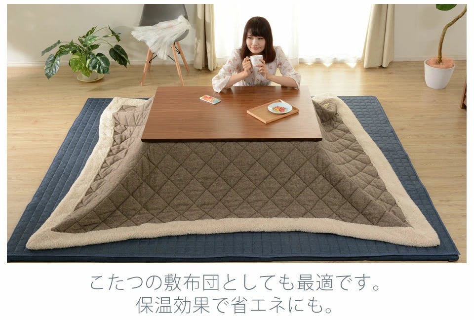 和楽のZONIA ラグマット Lサイズ デニム調インディゴブルー カバーが