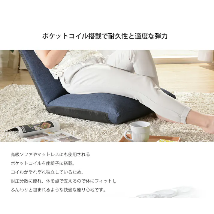 NECK 座椅子 リクライニング タスクグレー ポケットコイル 日本製 A578pr-587GRY【別送品】