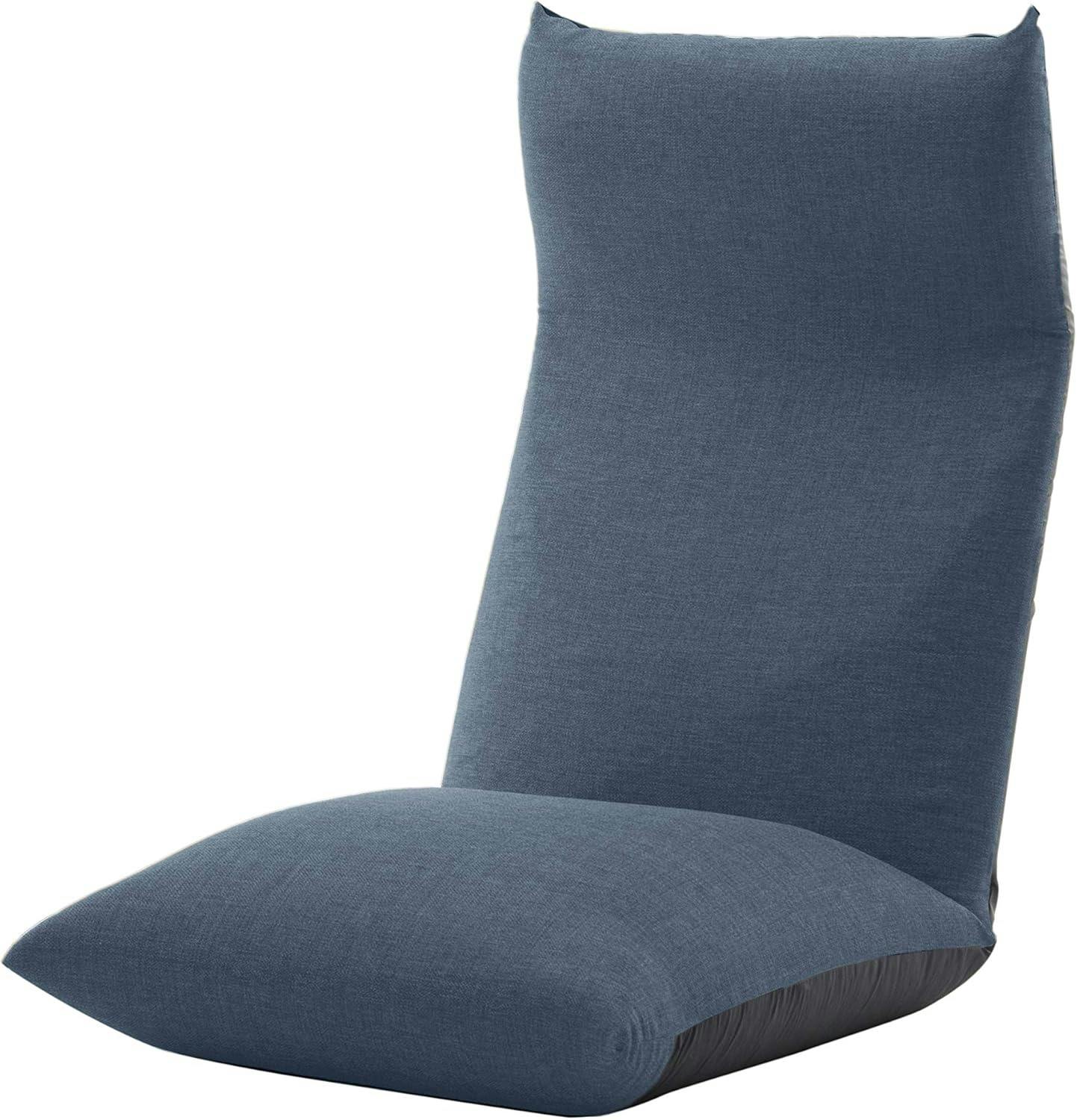 NECK 座椅子 リクライニング デニム調インディゴブルー ポケットコイル 日本製 A578pr-612DBL【別送品】